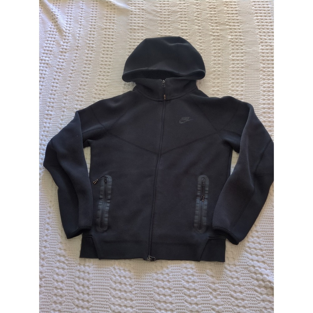 Nike Tech Fleece Full Zip Black Size Small Zippered Pockets Mens Hooded